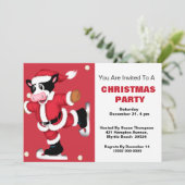 Ice Skating Koe - Uitnodiging voor kerstfeest (Staand voorkant)