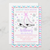 Ice skating lace omhoog je schaatsen meisje uitnod kaart (Voorkant / Achterkant)