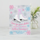 Ice skating lace omhoog je schaatsen meisje uitnod kaart (Staand voorkant)