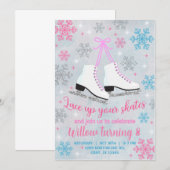 Ice skating lace omhoog je schaatsen meisje uitnod kaart (Voorkant / Achterkant)