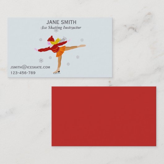 Ice Skating leraar freelance instructeur Visitekaartje (Voorkant / Achterkant)