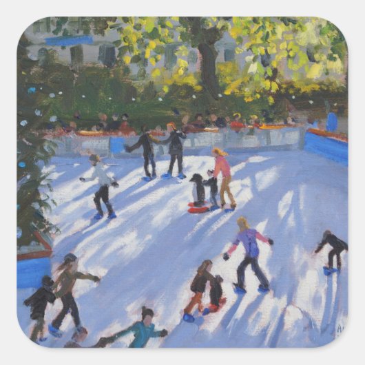 Ice skating Natural History Museum 2014 Vierkante Sticker (Voorkant)