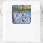Ice skating Natural History Museum 2014 Vierkante Sticker (Tas)
