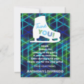 Ice Skating Neon Glow Boys Birthday Party Bedankkaart (Voorkant)