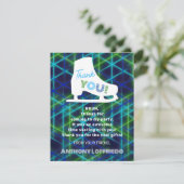 Ice Skating Neon Glow Boys Birthday Party Bedankkaart (Staand voorkant)