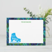 Ice Skating Neon Glow Boys Birthday Party Bedankkaart (Staand voorkant)