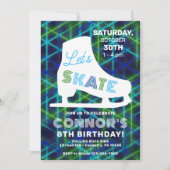 Ice Skating Neon Glow Boys Birthday Party Kaart (Voorkant)