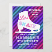 Ice Skating Neon Glow Girls Birthday Party Kaart (Voorkant)