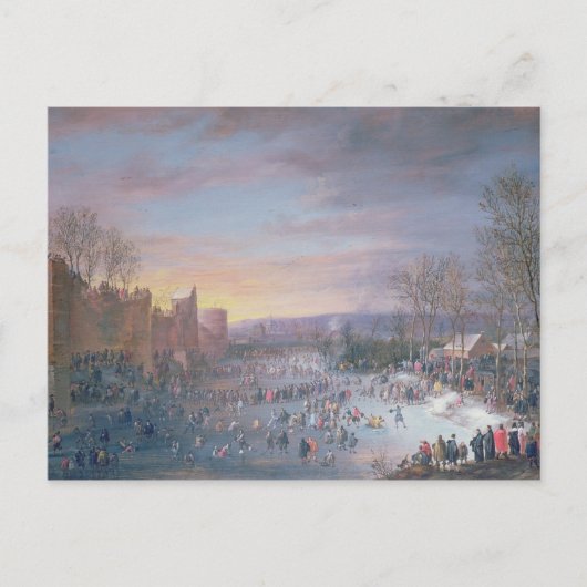 Ice Skating on the Stadtgraben in Brussel, 1649 Briefkaart (Voorkant)