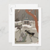 Ice Skating op het meer van de diepvries, illustra Briefkaart (Voorkant / Achterkant)