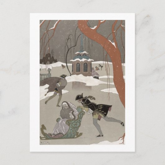 Ice Skating op het meer van de diepvries, illustra Briefkaart (Voorkant)