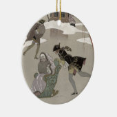 Ice Skating op het meer van de diepvries, illustra Keramisch Ornament (Rechts)