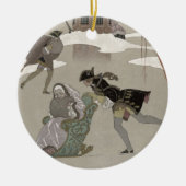 Ice Skating op het meer van de diepvries, illustra Keramisch Ornament (Voorkant)