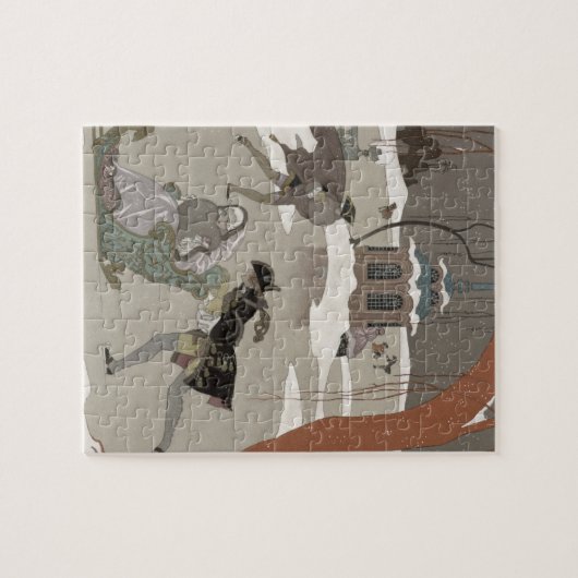 Ice Skating op het meer van de diepvries, illustra Legpuzzel (Horizontaal)