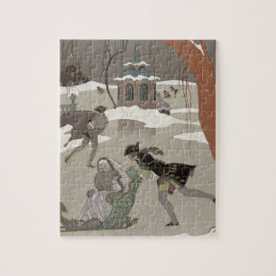 Ice Skating op het meer van de diepvries, illustra Legpuzzel