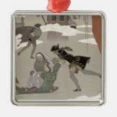 Ice Skating op het meer van de diepvries, illustra Metalen Ornament (Voorkant)