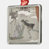 Ice Skating op het meer van de diepvries, illustra Metalen Ornament (Links)