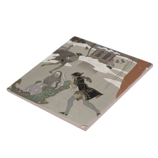 Ice Skating op het meer van de diepvries, illustra Tegeltje (Zijkant)