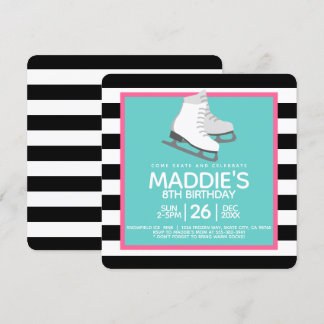 Ice Skating Party Birthday Invitations Kaart