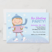 Ice Skating Party Invitaties met meisjesschaatsen Kaart (Voorkant)