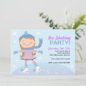 Ice Skating Party Invitaties met meisjesschaatsen Kaart (Staand voorkant)