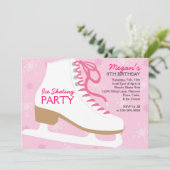 Ice Skating Party Invitations - Roze Kaart (Staand voorkant)