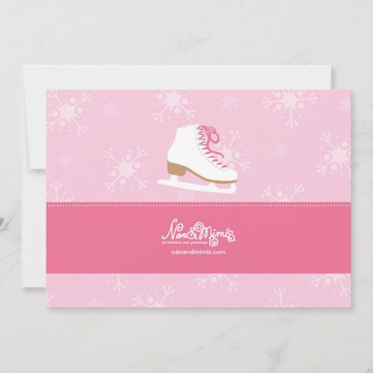 Ice Skating Party Invitations - Roze Kaart (Achterkant)