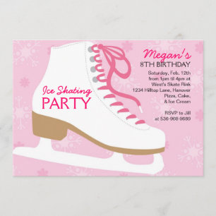 Ice Skating Party Invitations - Roze Kaart