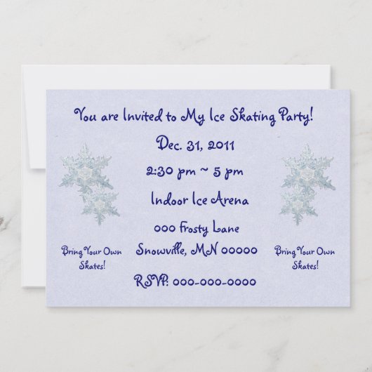 Ice Skating Party. Kaart (Achterkant)