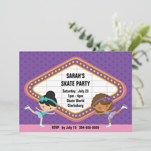 Ice Skating Party Kaart (Staand voorkant)