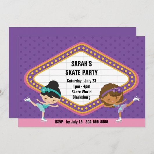 Ice Skating Party Kaart (Voorkant / Achterkant)