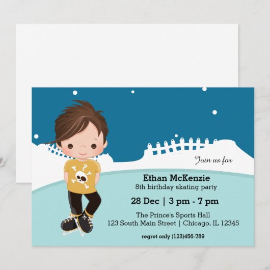 Ice Skating party Kaart (Voorkant / Achterkant)