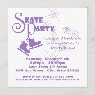 Ice Skating Party Paars Kaart
