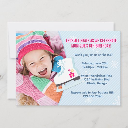 Ice Skating Party Photo nodigt uit Kaart (Voorkant)