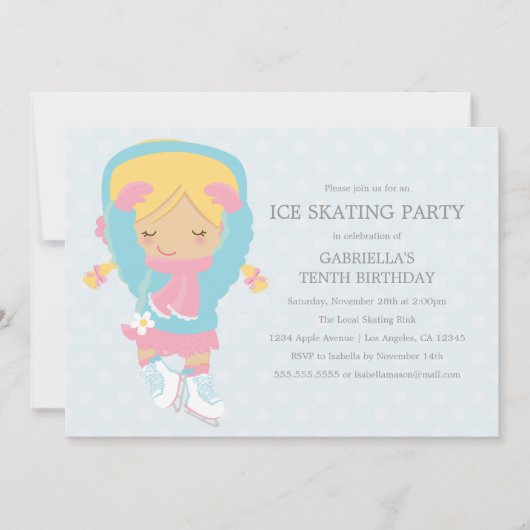 Ice Skating Party | Uitnodiging van de partij Birt (Voorkant)
