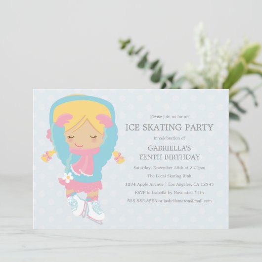 Ice Skating Party | Uitnodiging van de partij Birt (Staand voorkant)