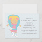 Ice Skating Party | Uitnodiging van de partij Birt (Voorkant / Achterkant)