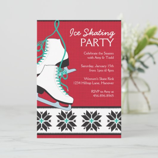 Ice Skating Party-uitnodigingen Kaart (Staand voorkant)