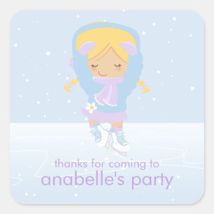 Ice Skating Party Vierkante Sticker