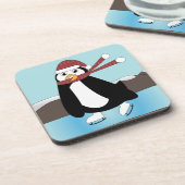 Ice Skating Penguin Bier Onderzetter (Linkerzijde)