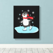 Ice Skating Penguin Canvas Afdruk (Insitu (Houten vloer))