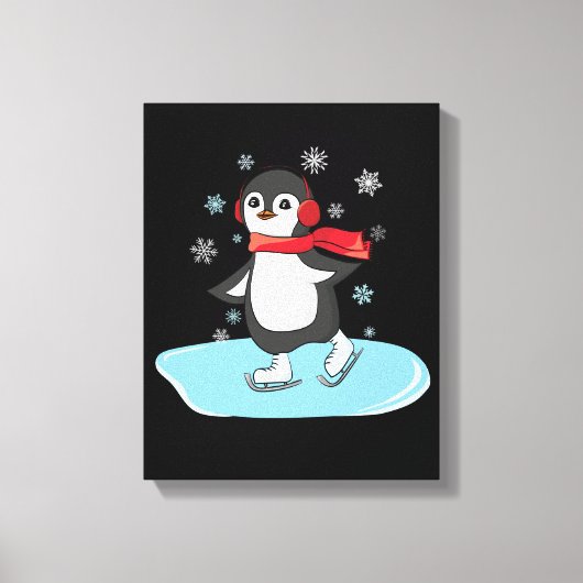 Ice Skating Penguin Canvas Afdruk (Voorkant)