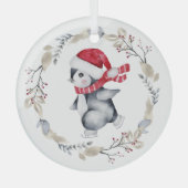 Ice Skating Penguin in Winter Wreath Glas Ornament (Voorkant)