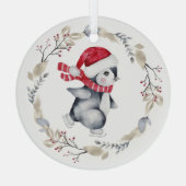 Ice Skating Penguin in Winter Wreath Glas Ornament (Achterkant)