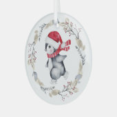 Ice Skating Penguin in Winter Wreath Glas Ornament (Voorkant links)