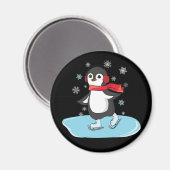Ice Skating Penguin Magneet (Voorkant / Achterkant)