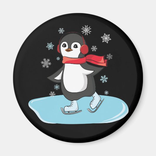 Ice Skating Penguin Magneet (Voorkant)