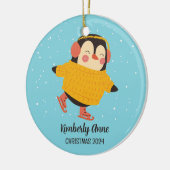 Ice Skating Penguin met Kerstmis Snowy Winter Holi Keramisch Ornament (Links)