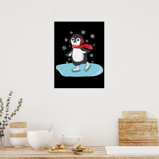 Ice Skating Penguin Poster (Keuken)