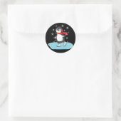 Ice Skating Penguin Ronde Sticker (Tas)